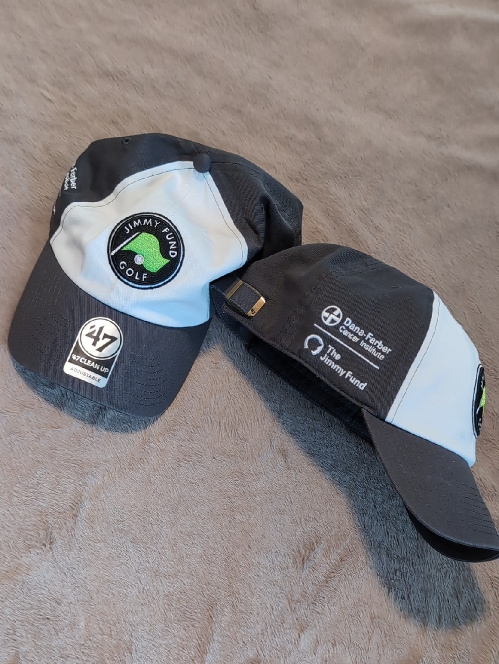 ✌🏼 47 Brand Grey + White Jimmy Fund Golf Cap Defy Cancer Dana Farber Boston